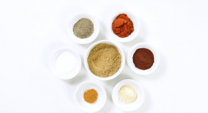 seasoning in white bowl on white background