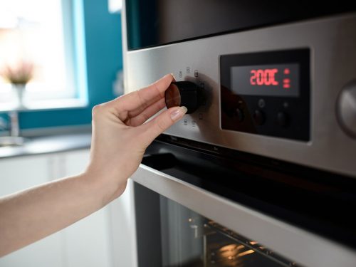 setting temperature control on oven, 180 c to f