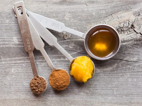 Metal measuring spoon with powdered and liquid ingredients, how many teaspoons in a tablespoon