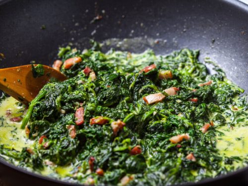 cooking canned spinach with bacon, canned spinach recipe