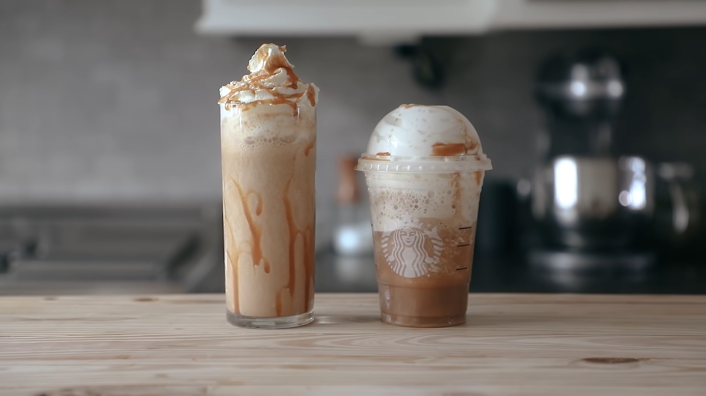 ingredients in caramel ribbon crunch frappuccino