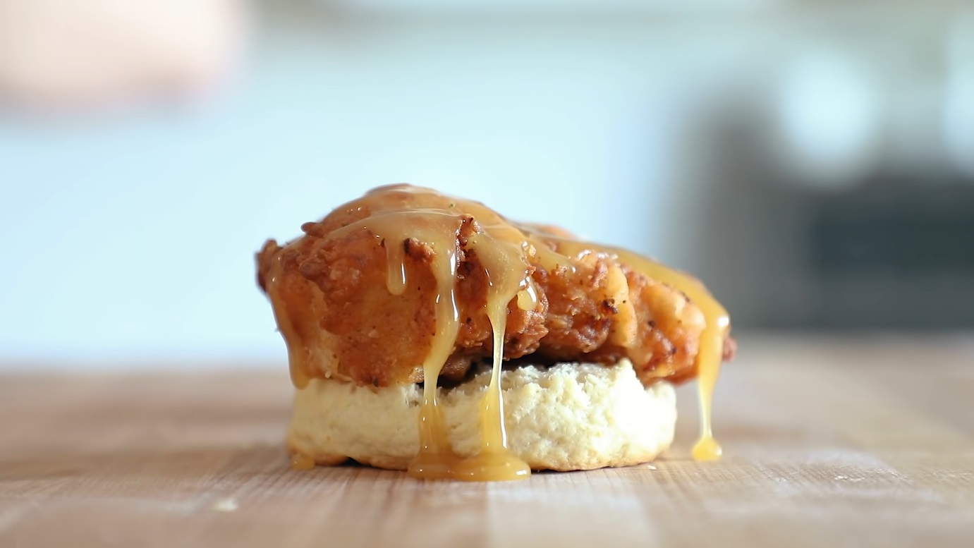 Crispy Chicken Biscuit with Honey Butter Sauce