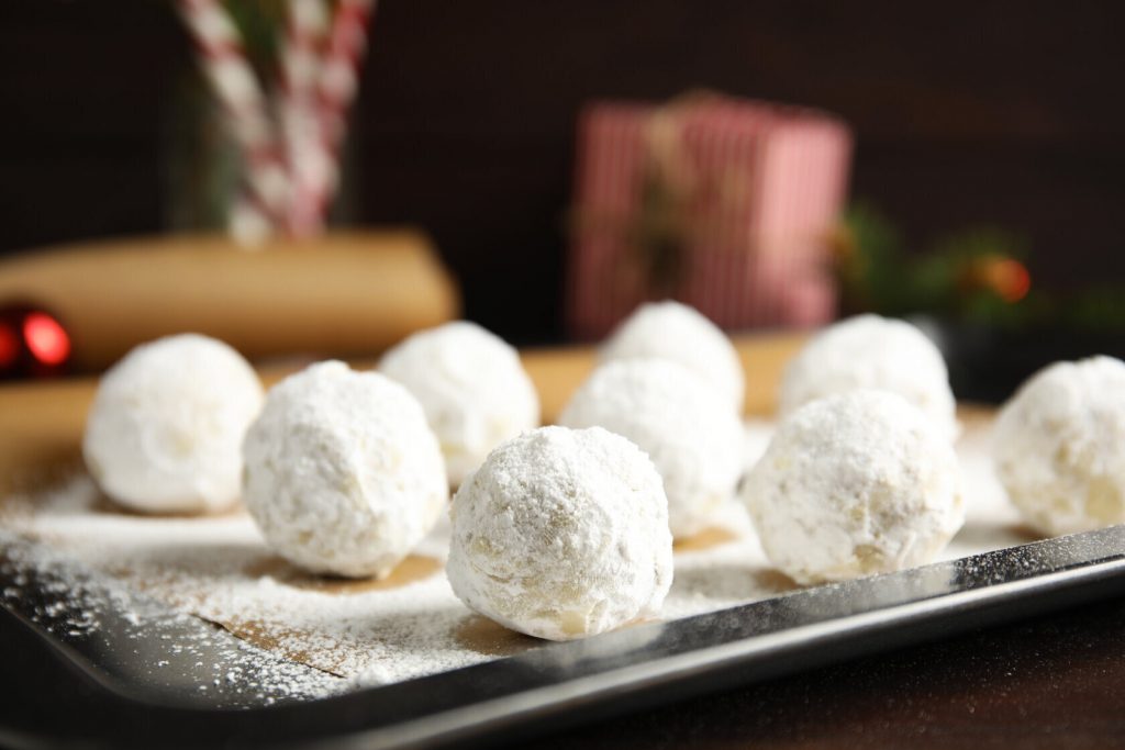 Mocha Pecan Butterball Cookies, Italian Christmas butterball recipe with powdered sugar