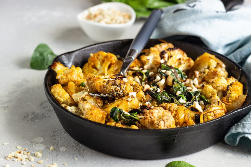 Pan-Roasted Cauliflower with Pine Nuts and Raisins Recipe