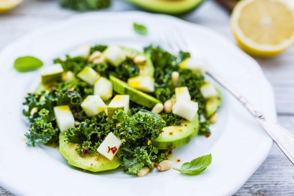 Raw Kale, Apple and Avocado Salad