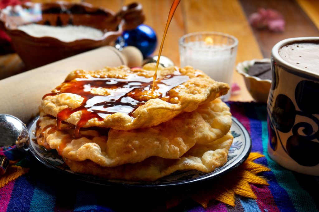 authentic mexican buñuelos with piloncillo syrup