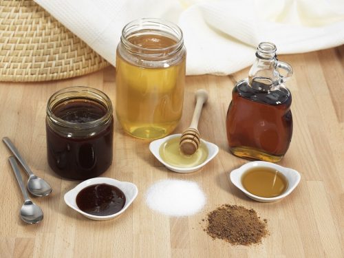 honey substitute, fine granulated sugar, brown sugar, maple syrup, molasses and honey