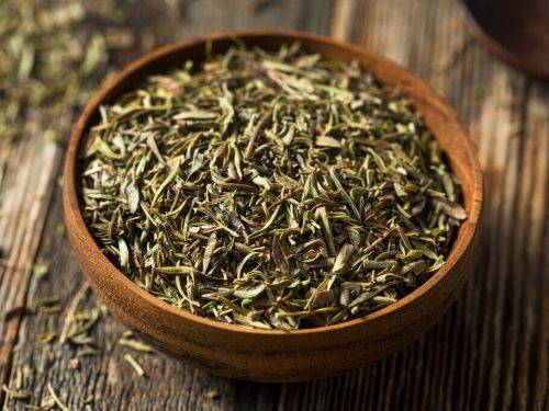 Italian seasoning substitute in a wooden bowl