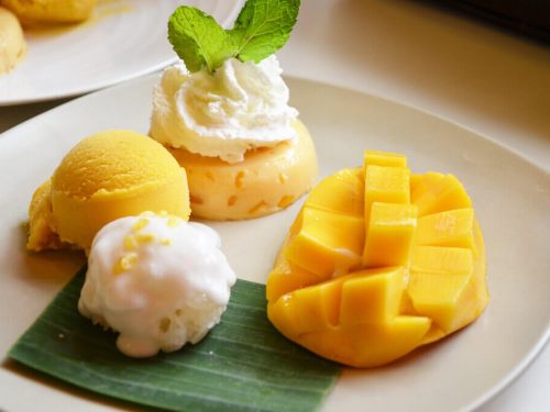 different mango dessert on a plate