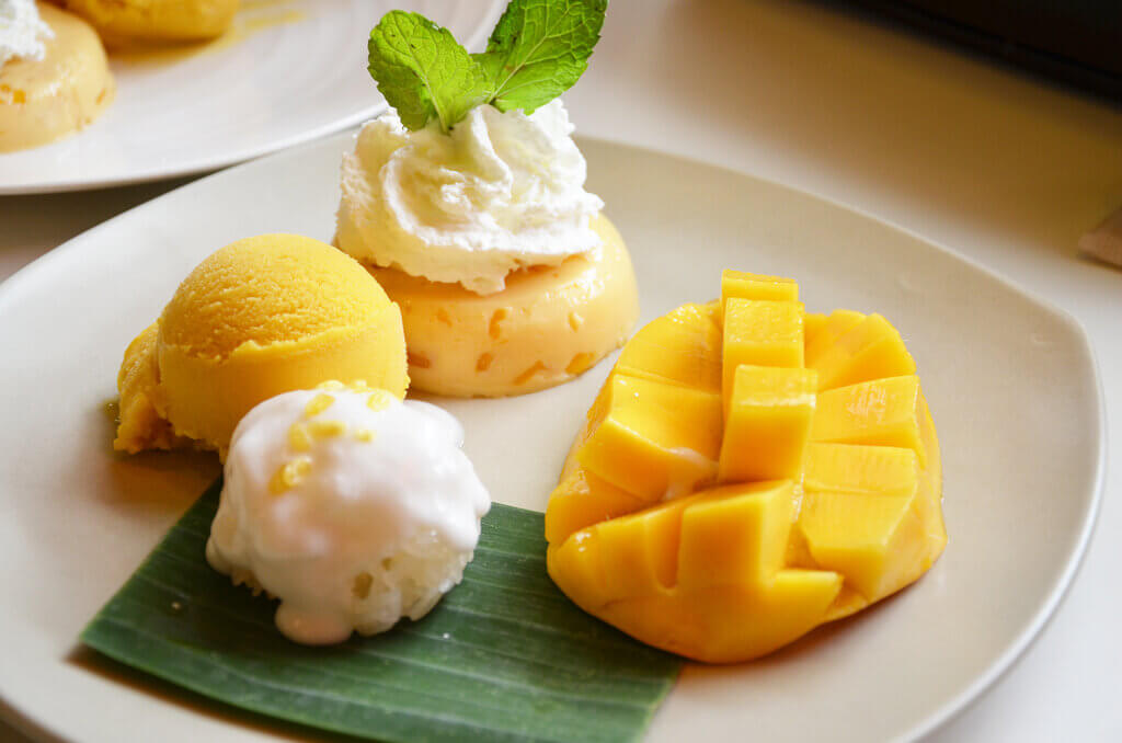 different mango dessert on a plate