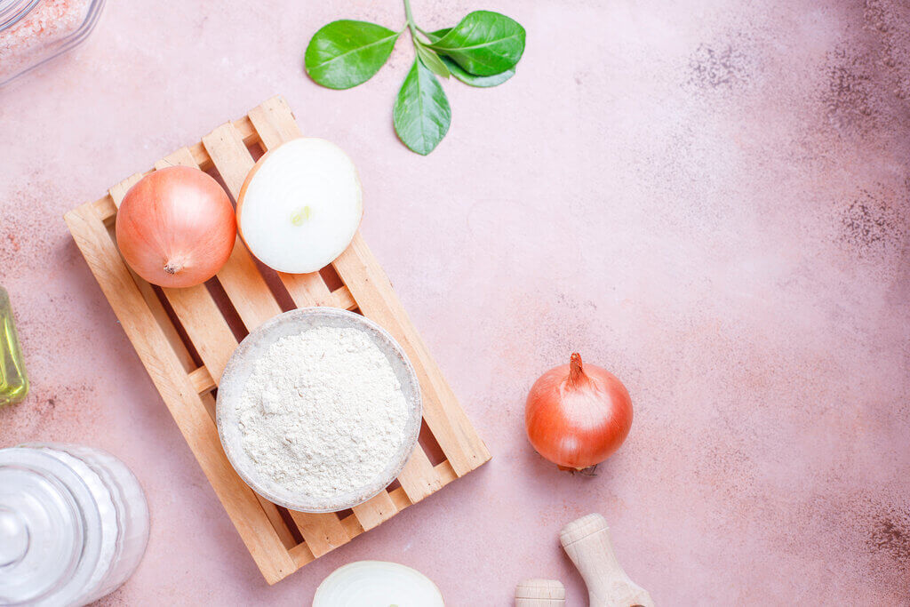 dried onion powder in a bowl