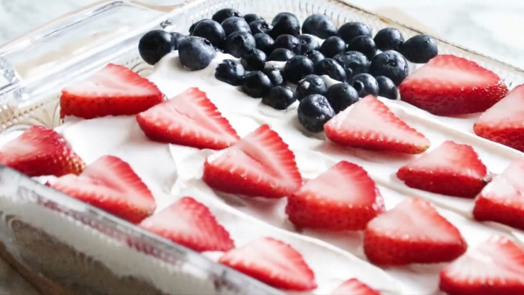 Flag Cake with Cream Cheese Topping Recipe