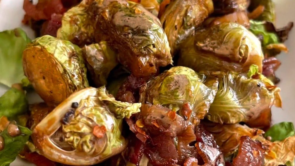 Garlic Roasted Brussel Sprouts with Bacon Recipe