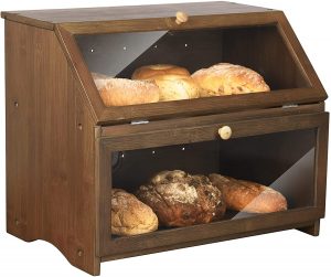 HOMEKOKO Double Layer Wooden Bread Box