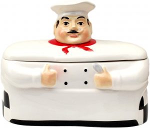 Plump Bistro White Chef Ceramic Bread Box