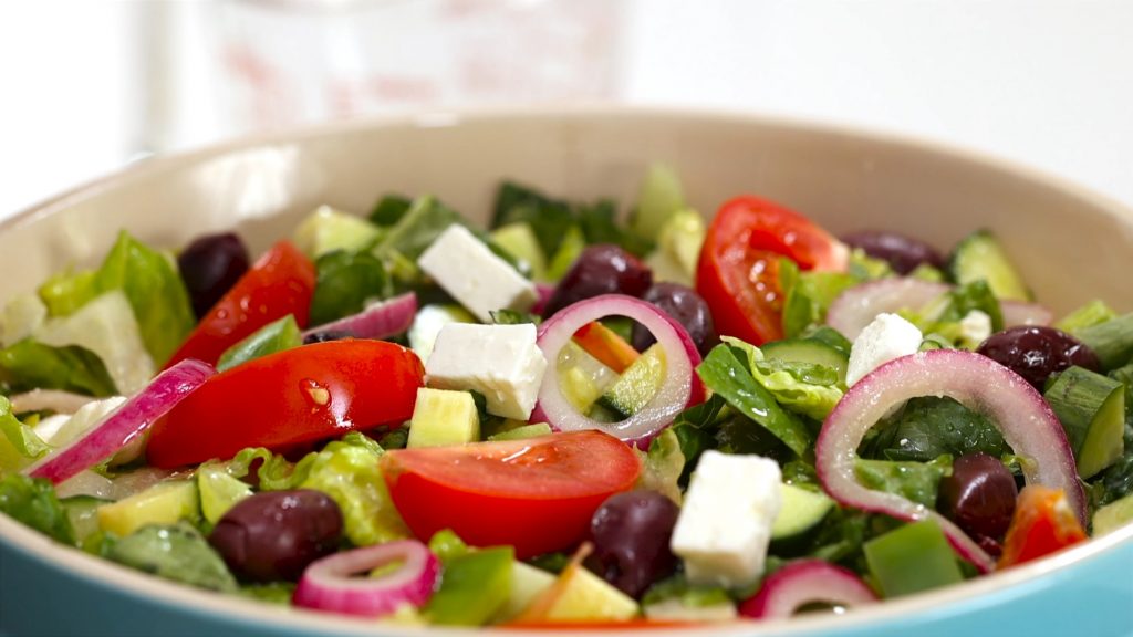 Greek Salad with Garlic-Lemon Vinaigrette Recipe