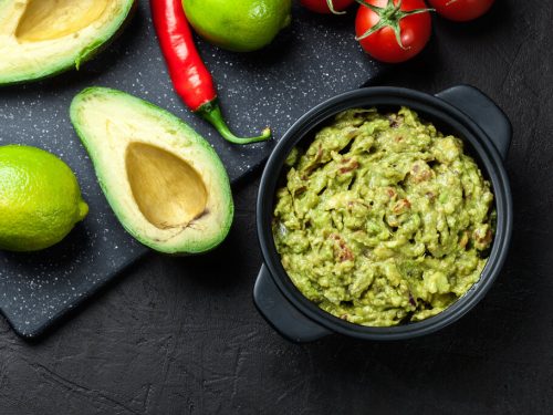 sliced avocado and guacamole 