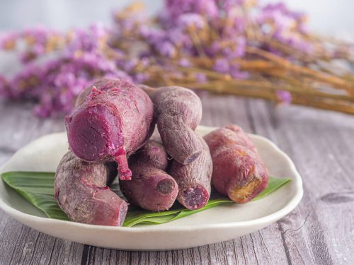 plate of cooked ube or purple yam