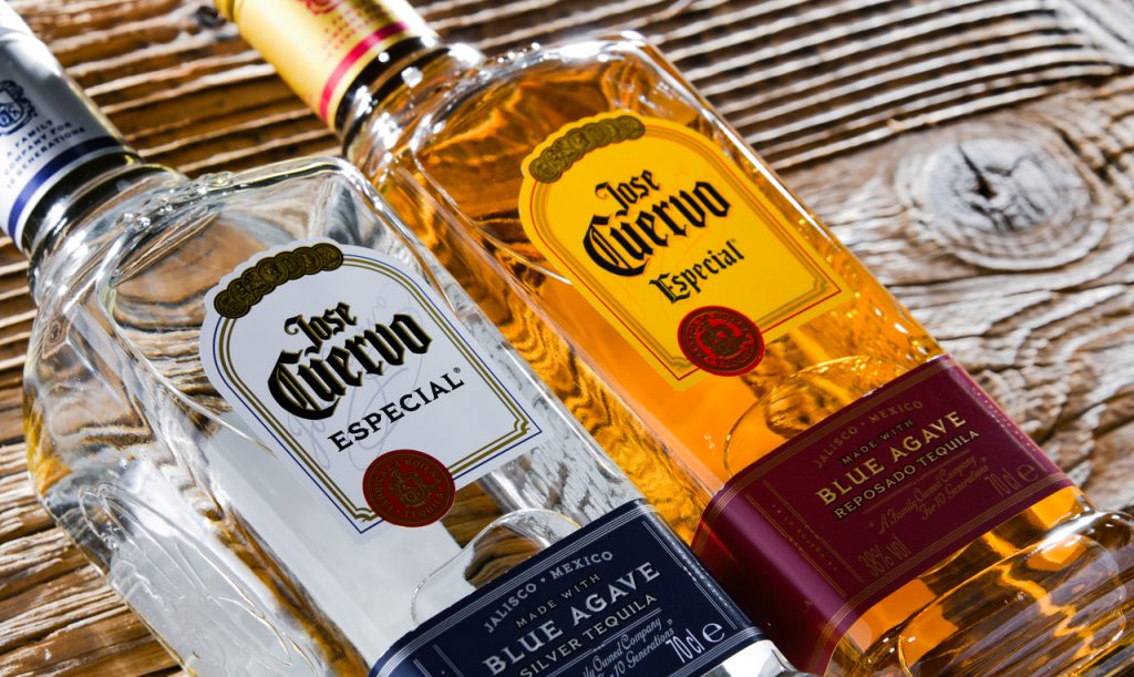 bottles of jose cuervo tequila, silver tequila vs gold tequila