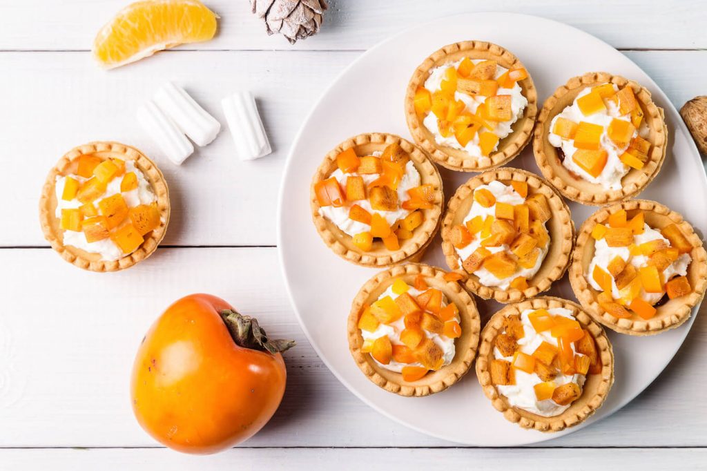 Persimmon Tart Recipe, Persimmon tarts served on plate