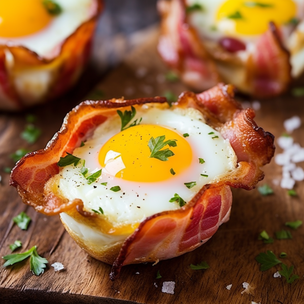 Baked Egg in Bacon Cups