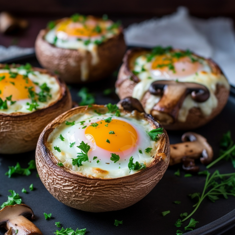 Baked Egg in Mushroom Caps Recipe
