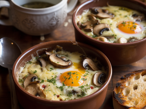 Baked Eggs with Mushrooms and Gruyere Recipe