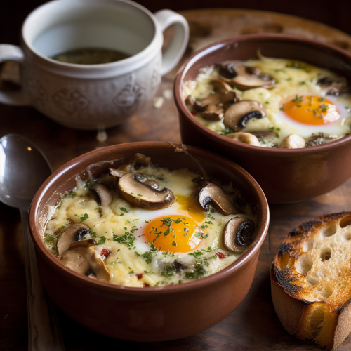 Baked Eggs with Mushrooms and Gruyere Recipe Recipe