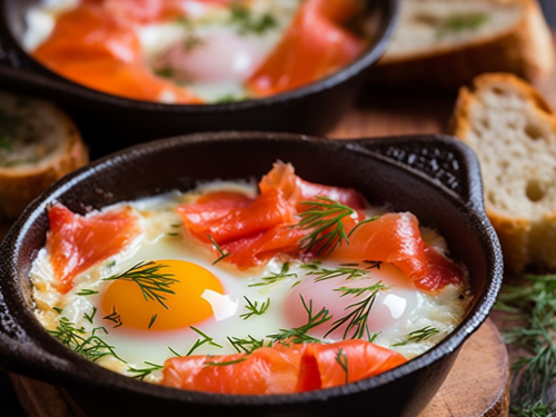 Baked Eggs with Smoked Salmon Recipe