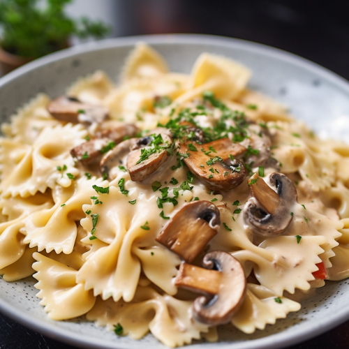 Bow Tie Pasta with Mushroom Alfredo Recipe