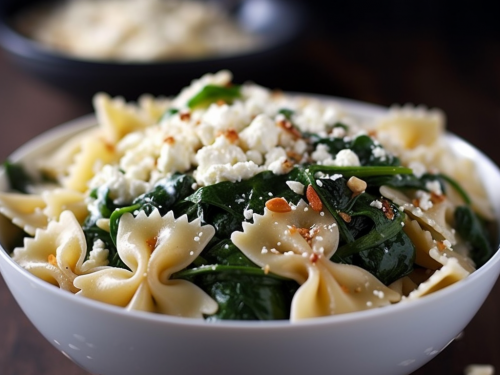 Bow Tie Pasta with Spinach and Feta Recipe