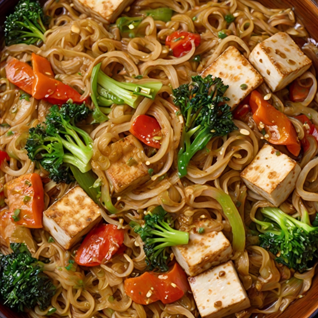 Chinese Tofu and Vegetable Rice Noodles