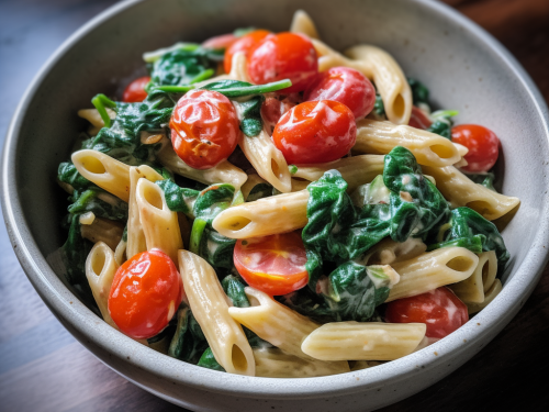 Dairy Free Spinach and Tomato Pasta Recipe