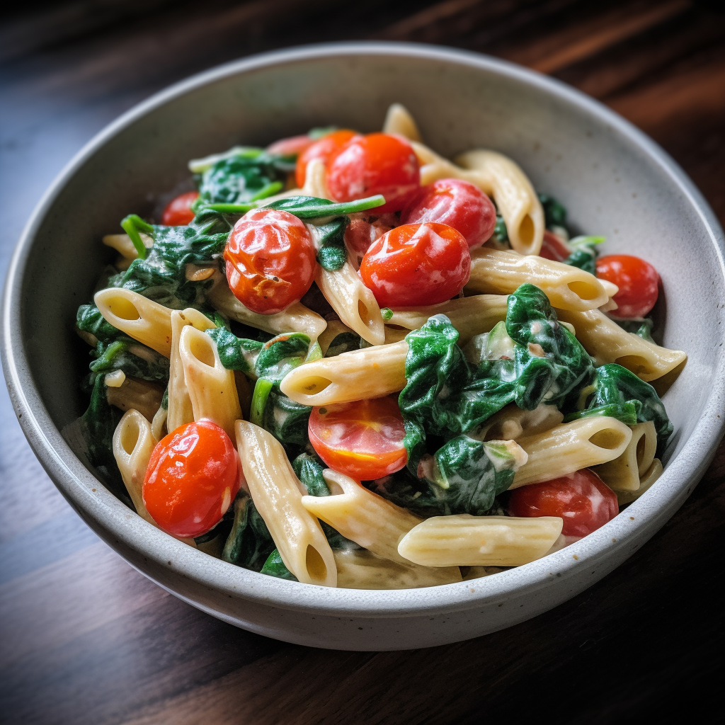 Dairy Free Spinach and Tomato Pasta Recipe