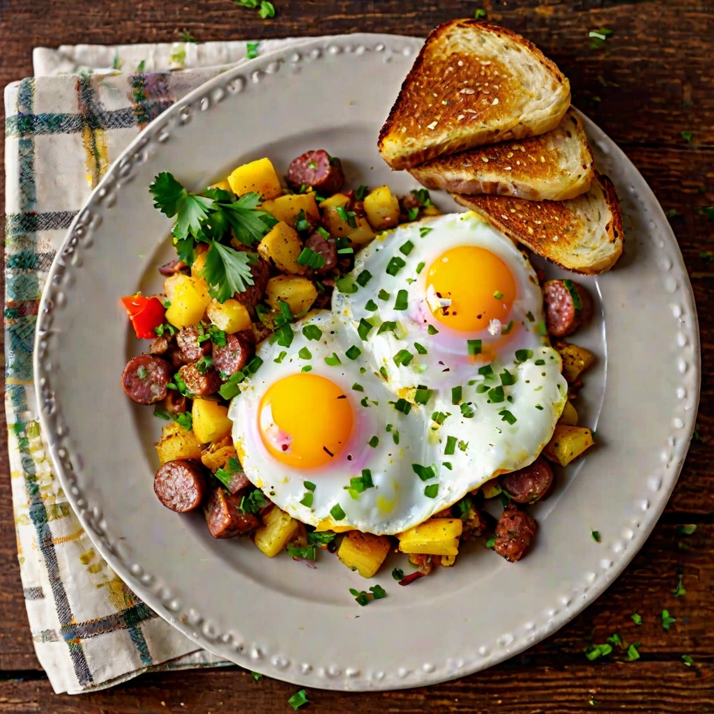 Eggs and Sausage Breakfast Hash