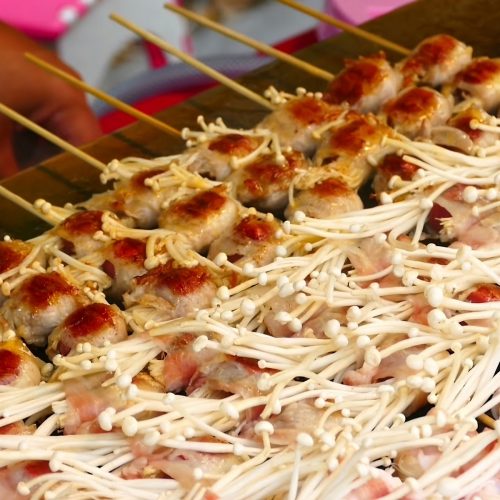 Enoki Mushroom and Chicken Skewers Recipe Recipe