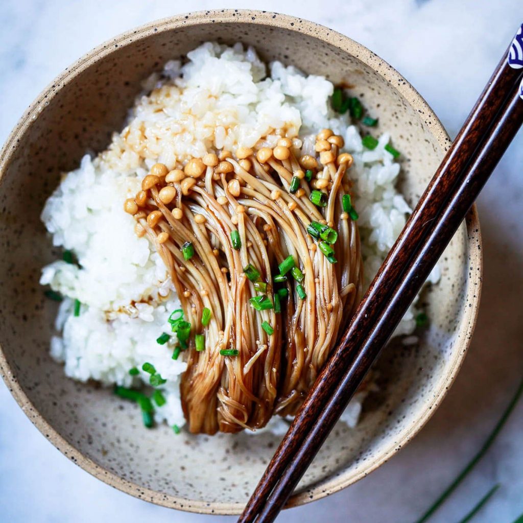 Enoki Mushroom and Rice Bowl Recipe