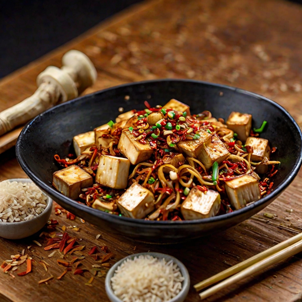 Enoki Mushroom and Tofu Stir-Fry