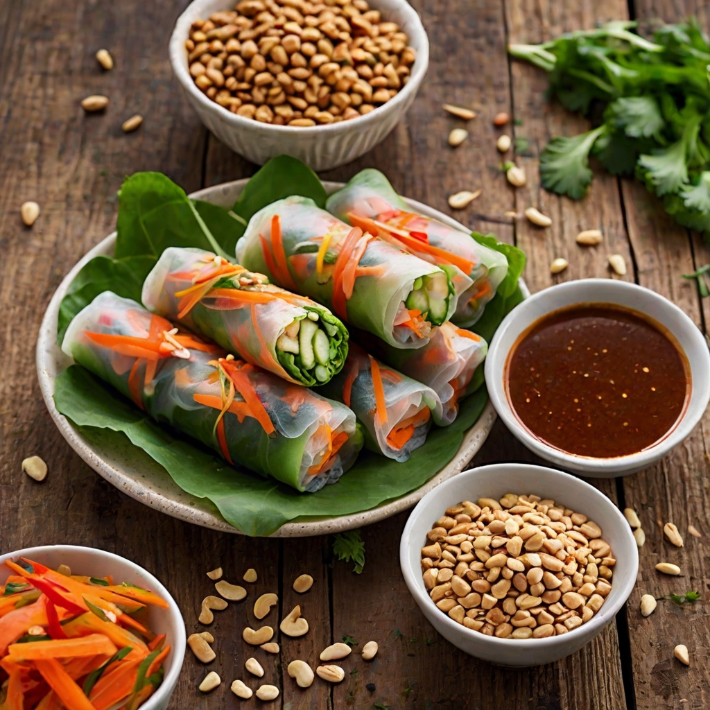 Fresh Spring Rolls with Peanut Dipping Sauce Recipe
