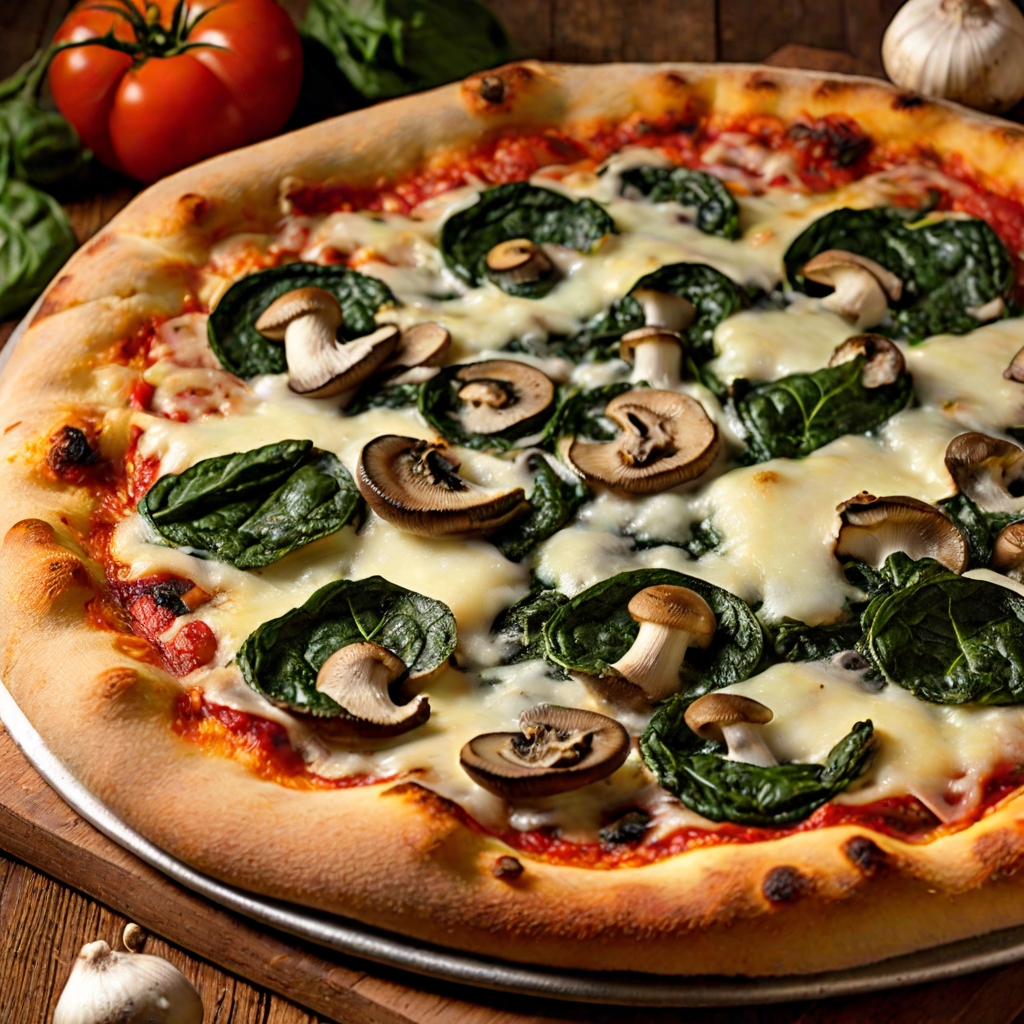 Giordano's Spinach and Mushroom Pizza