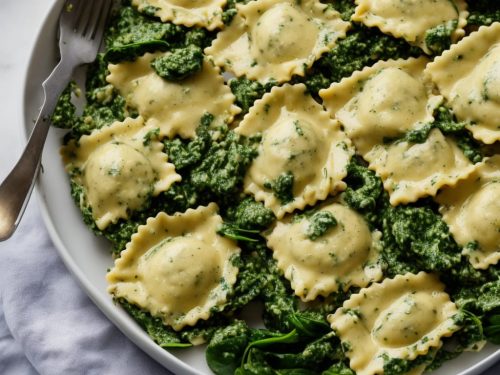 Goat Cheese and Spinach Ravioli with Pesto Sauce Recipe