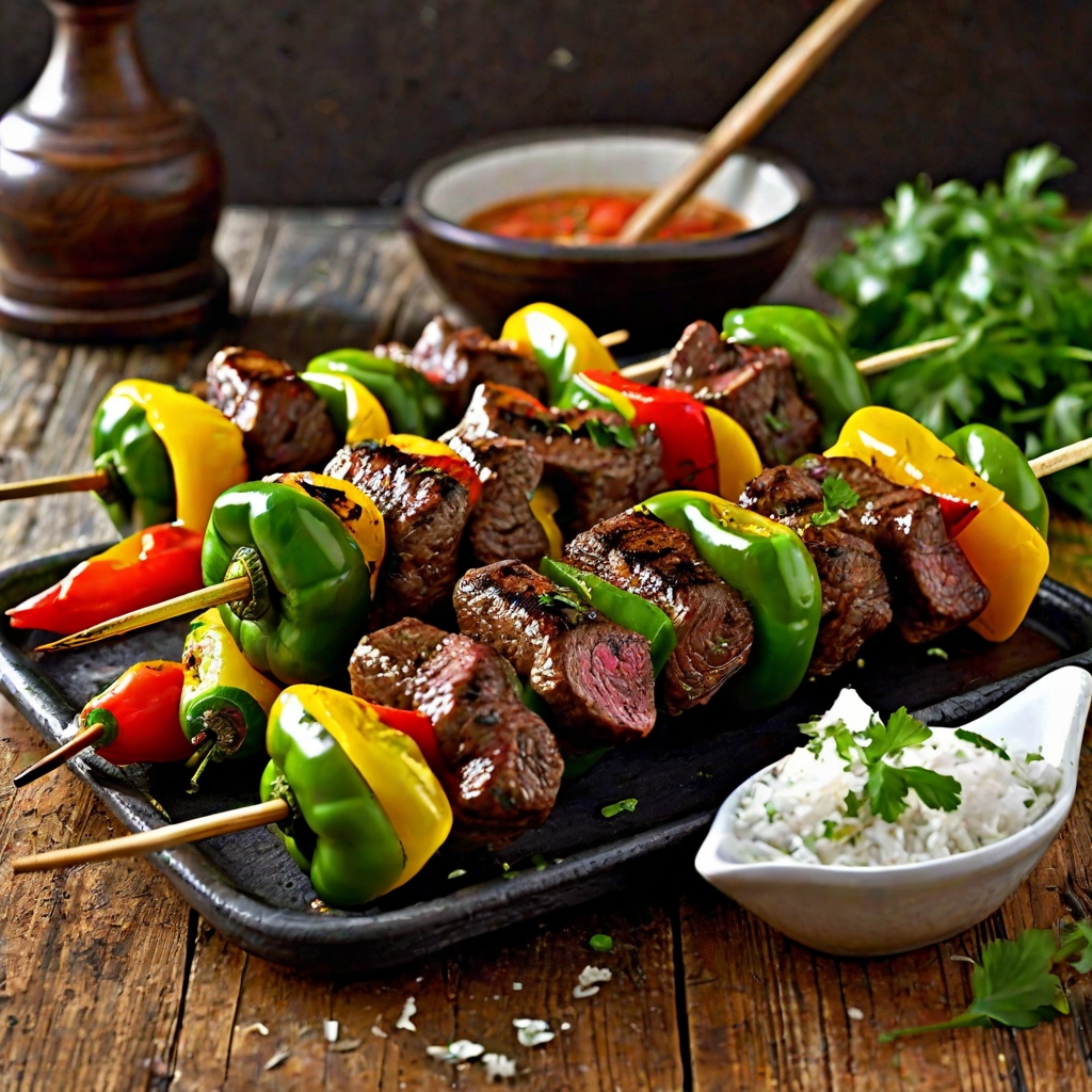 Green Bell Pepper and Beef Skewers Recipe