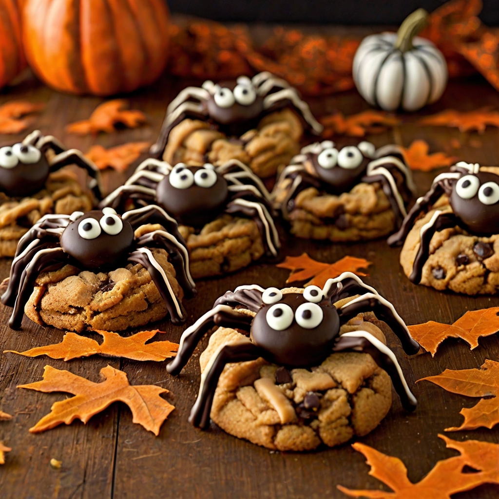 Halloween Peanut Butter Spider Cookies