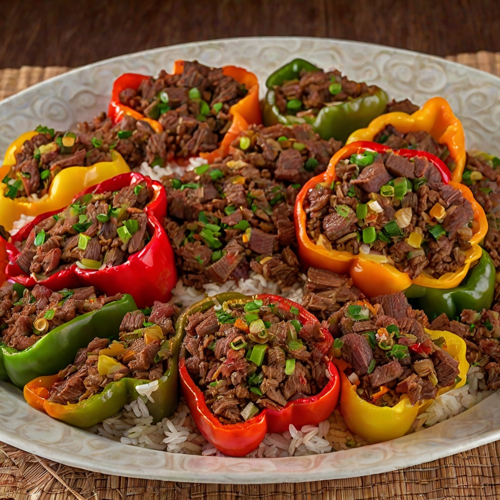 Japanese Beef and Rice-stuffed Bell Peppers Recipe