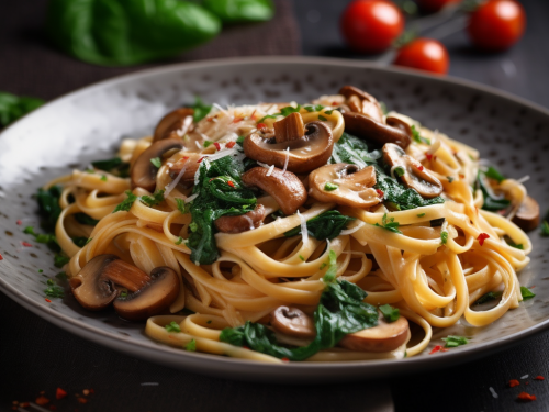 Linguine with Mushroom and Spinach Recipe