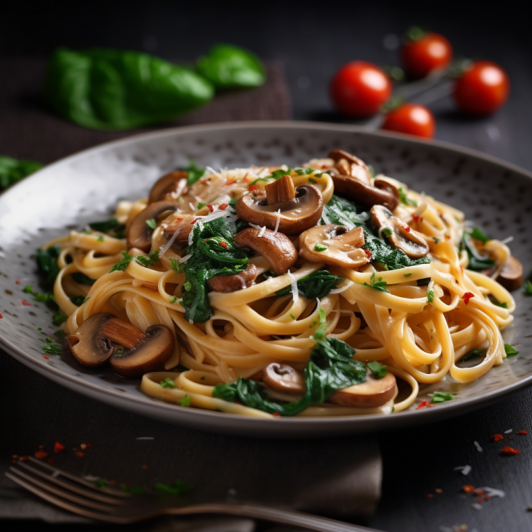 Linguine with Mushroom and Spinach Recipe Recipe