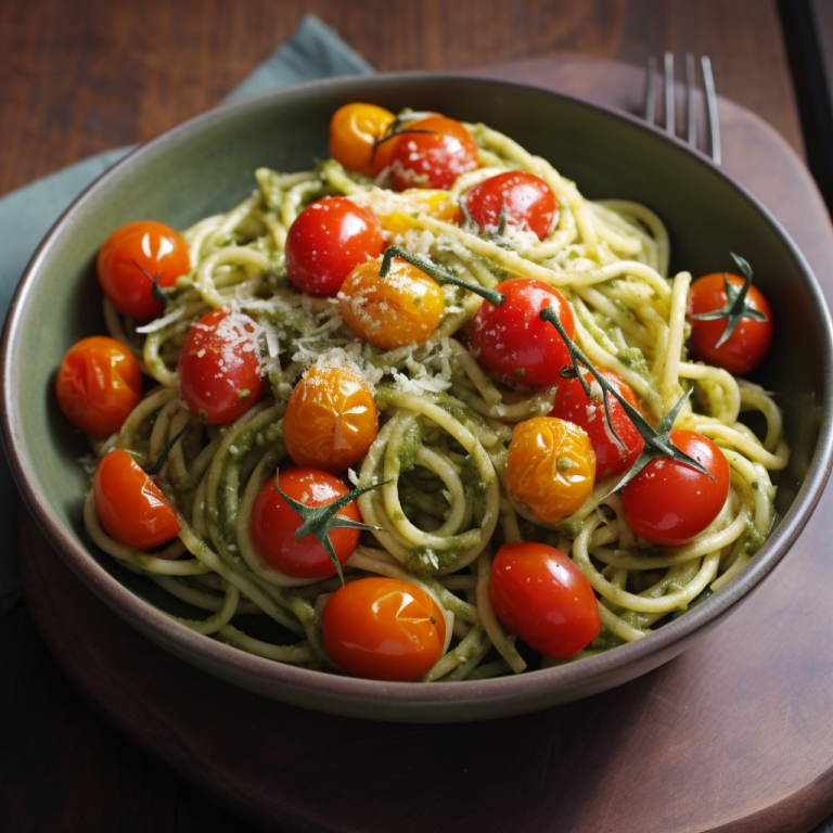 Linguine with Pesto and Cherry Tomatoes Recipe