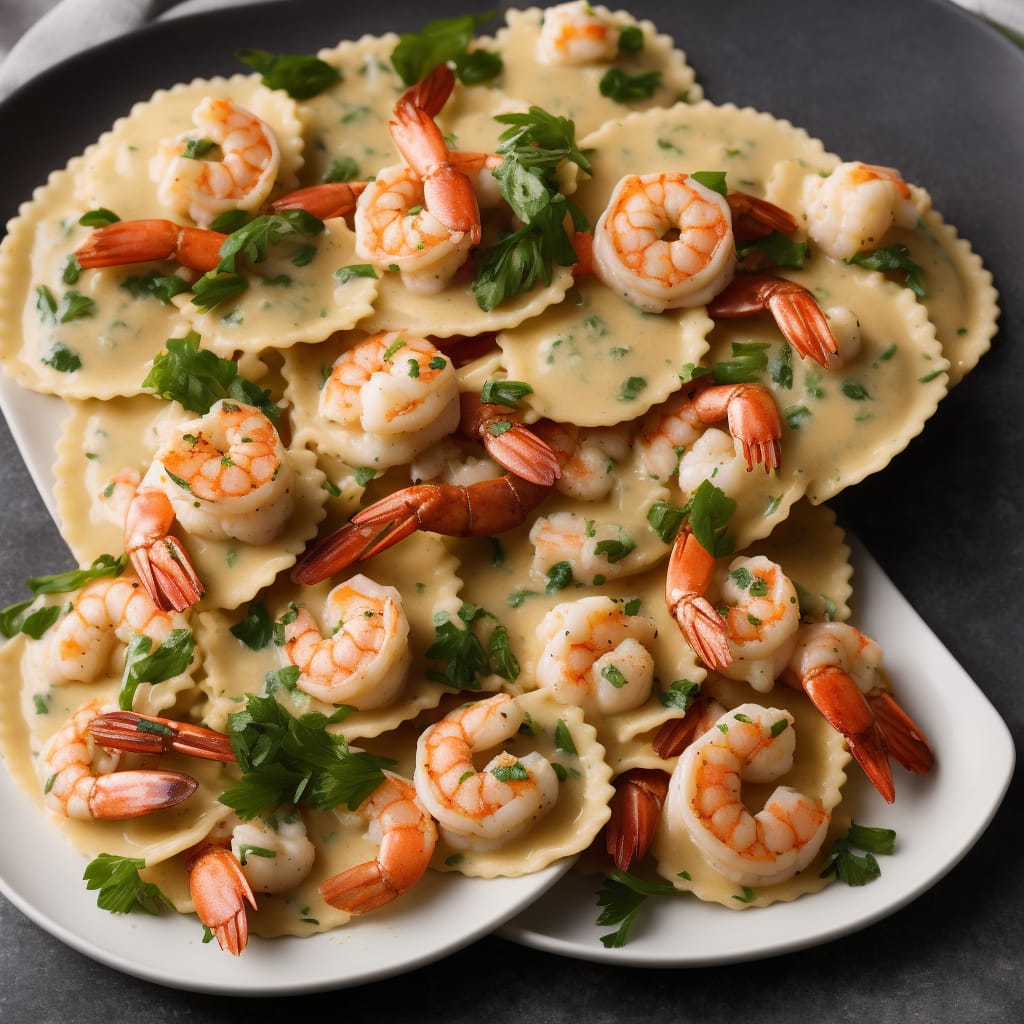 Lobster and Shrimp Ravioli with Champagne Cream Sauce