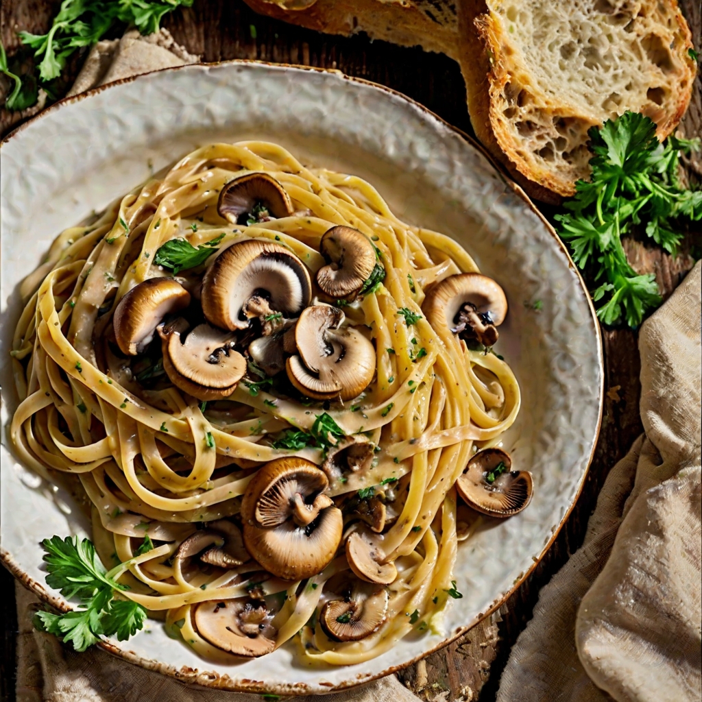 Mushroom and Parmesan Linguine Recipe