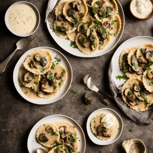 Mushroom and Truffle Ravioli with Porcini Cream Sauce Recipe